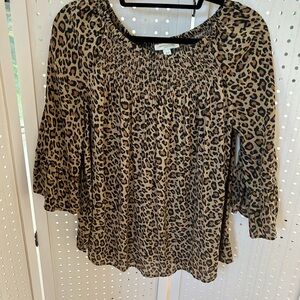 beachlunchlounge Leopard Print Smocked Blouse